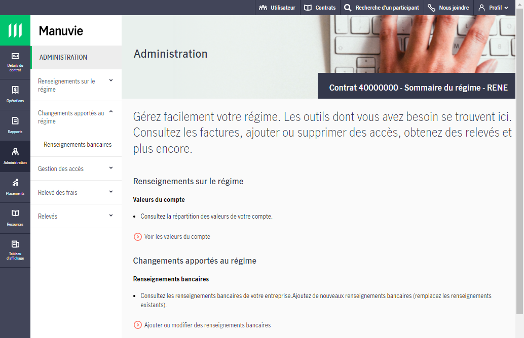 Jouter ou modification des renseignements bancaires sur le site sécurisé des promoteurs.